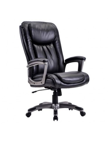 High-Back PU Leather Chair with Casters+ Swivel+ Adjustable Office Desk Chair