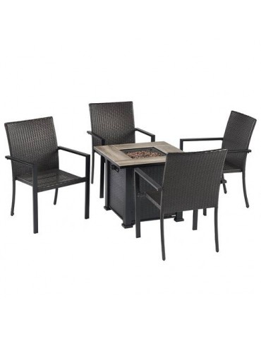 Madrid 30 Inch Fire Pit Table and Chair 5 Pieces Set