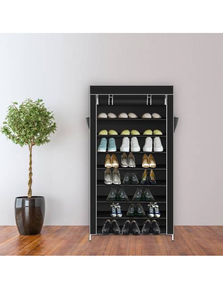 10 Tiers Shoe Rack with Dustproof Cover Closet Shoe Storage Cabinet Organizer
