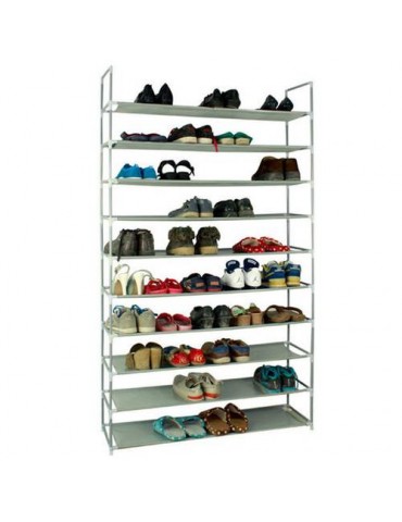 100cm Ultra Large Capacity 10 Layers Non-woven Fabrics Stainless Steel Shoe Rack Gray