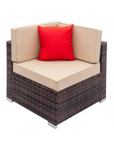 Fully Equipped Weaving Rattan Sofa Brown Gradient Corner Sofa