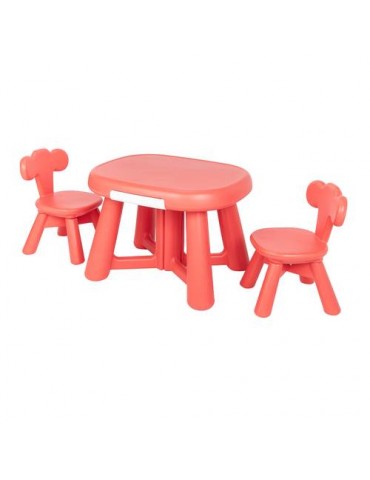 Furniture Plastic Table and 2 Chair Set for Kids Coral