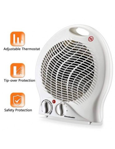 1500W Portable Fan Heater Small Space Heater with Thermostat White