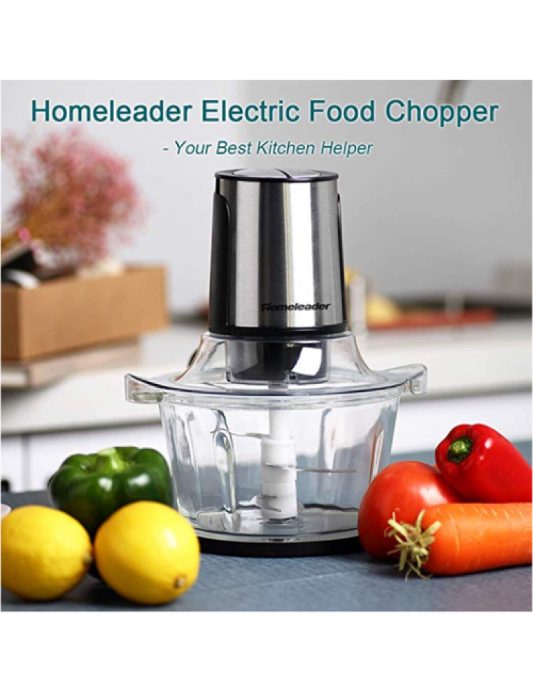 Electric Food Chopper 8-Cup Food Processor 2L BPA- Glass Bowl Blender Grinder for Meat Vegetables
