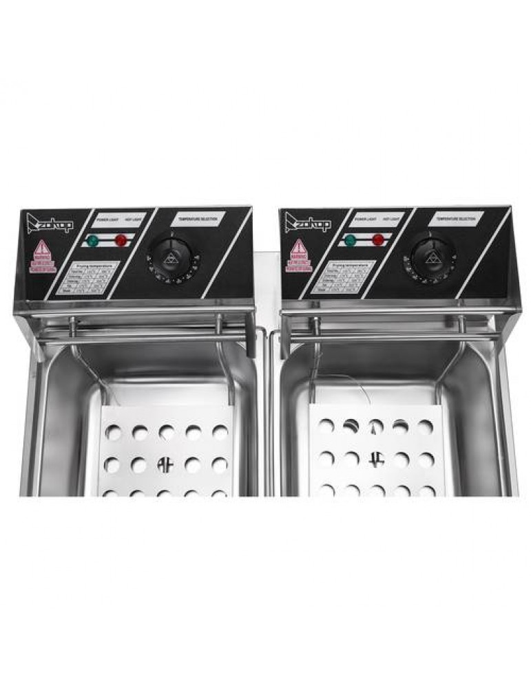 2500W 220-240V 12.7QT/12L Stainless Steel Double Cylinder Electric Fryer UK