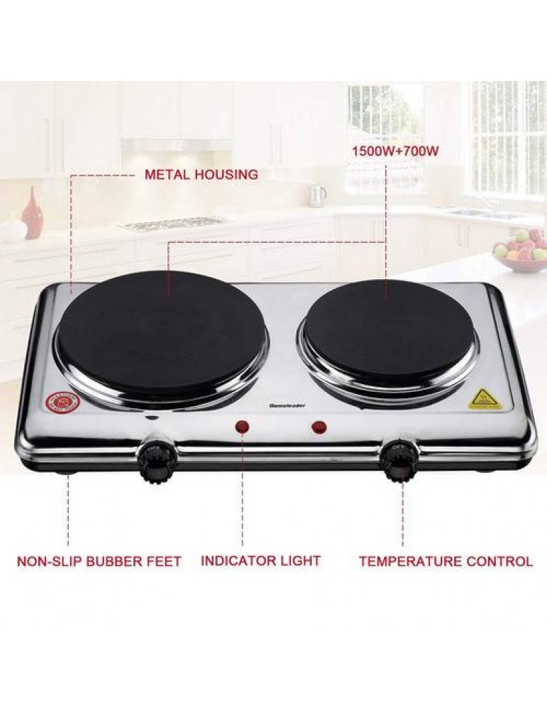 Hot Plate for Cooking Electric Doub Burner with Adjustable Temperature Control