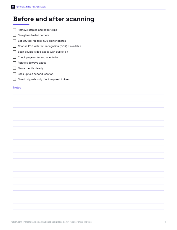 Preview of Printable Scanning Checklist